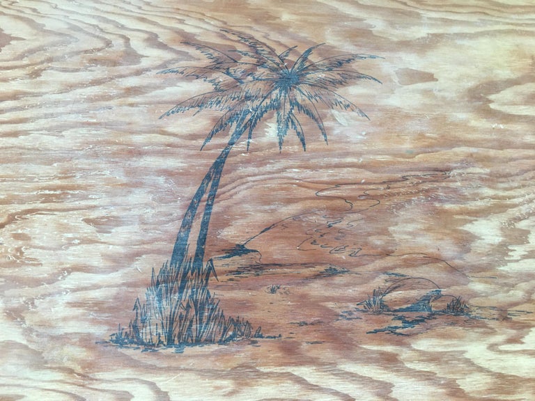Rare Restored Gateleg Dining Table with Screen Printed Plywood Top