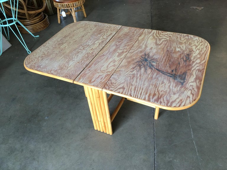 Rare Restored Gateleg Dining Table with Screen Printed Plywood Top