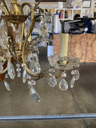 Hollywood Regency Crystal and Brass Chandelier Three Lights