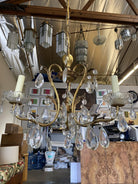 Hollywood Regency Crystal and Brass Chandelier Three Lights