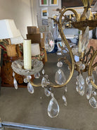 Hollywood Regency Crystal and Brass Chandelier Three Lights