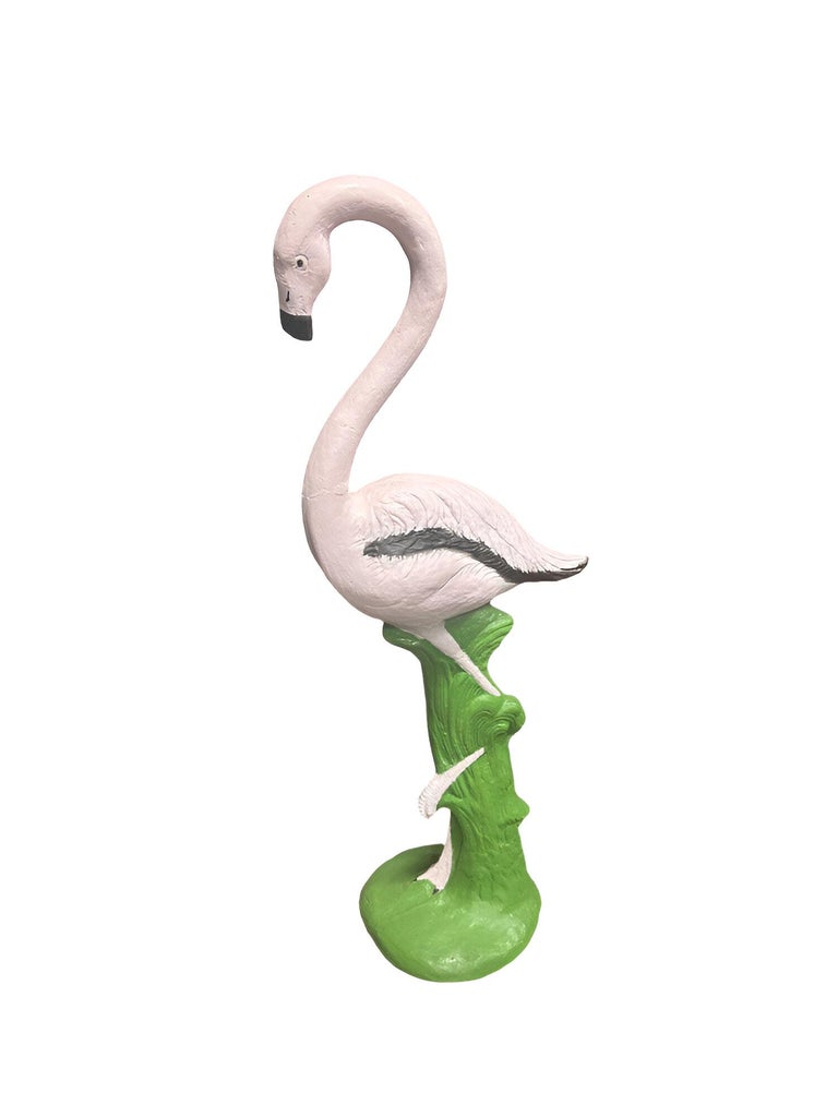 Restored Vintage Life Size Pink Flamingo Statues - Full Size Pair