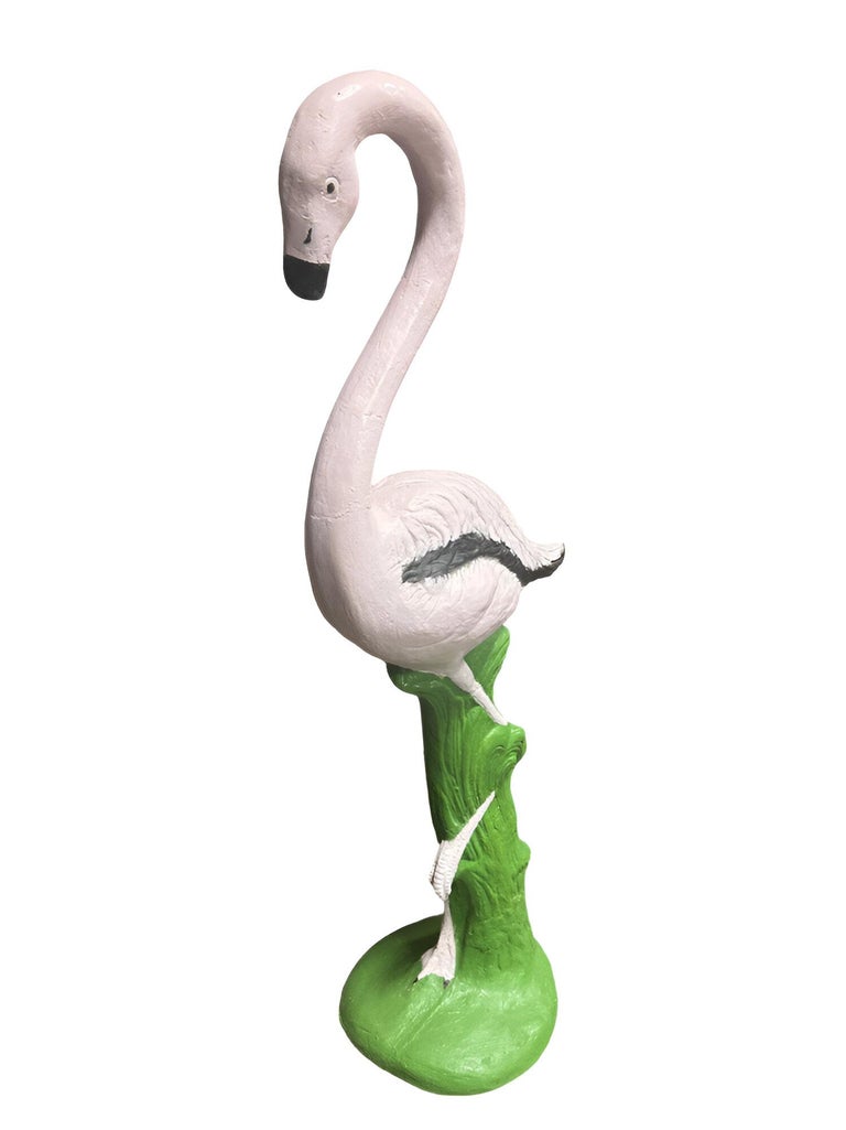 Restored Vintage Life Size Pink Flamingo Statues - Full Size Pair