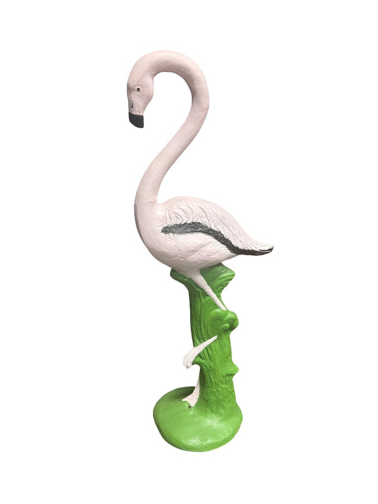 Restored Vintage Life Size Pink Flamingo Statues - Full Size Pair