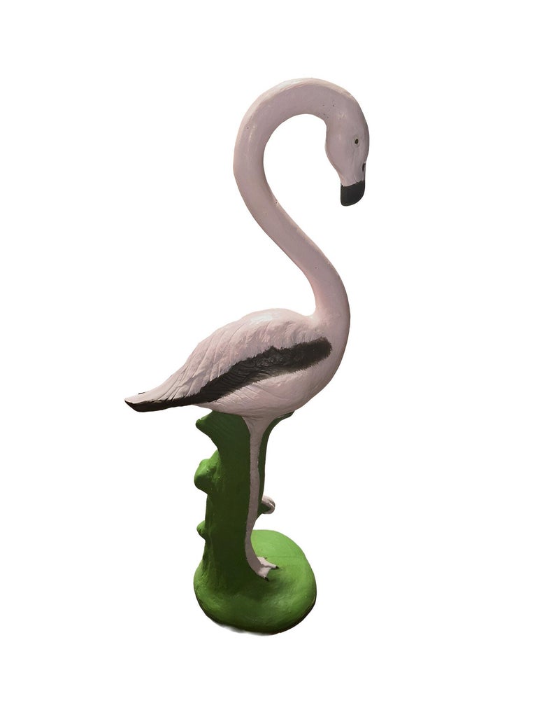 Restored Vintage Life Size Pink Flamingo Statues - Full Size Pair