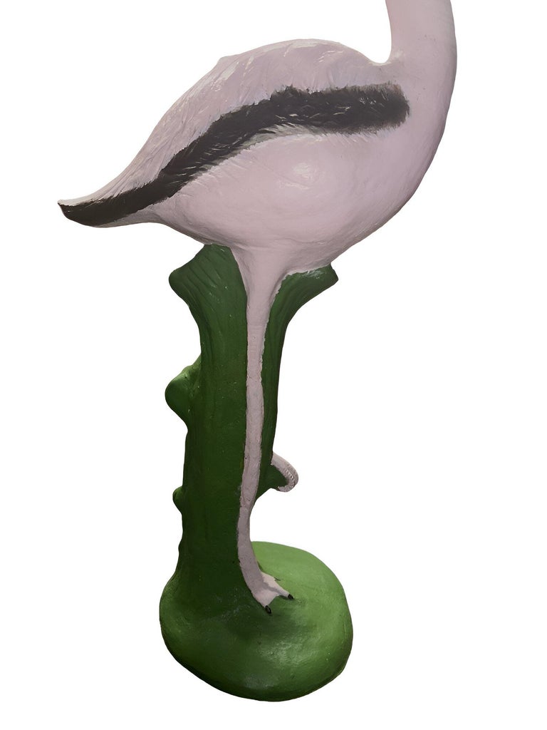 Restored Vintage Life Size Pink Flamingo Statues - Full Size Pair