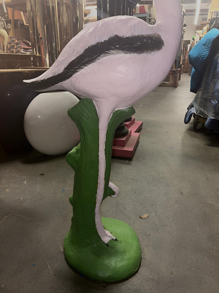 Restored Vintage Life Size Pink Flamingo Statues - Full Size Pair