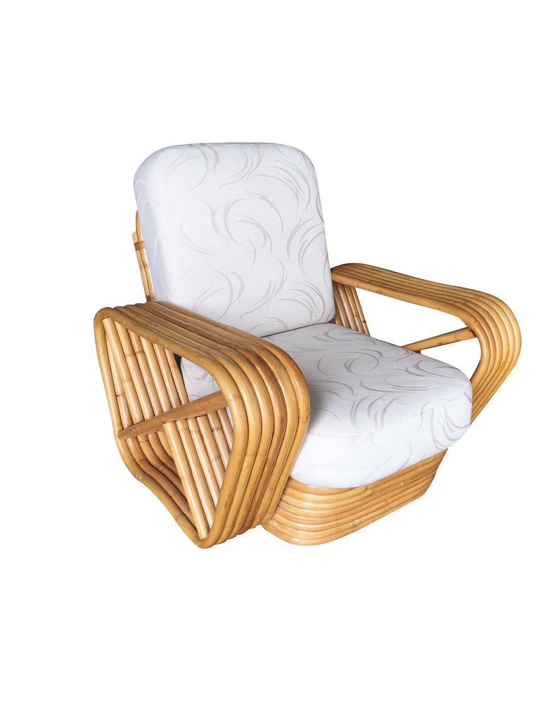 Restored Paul Frankl Six-Strand Rattan Sofa and Lounge Chair Set