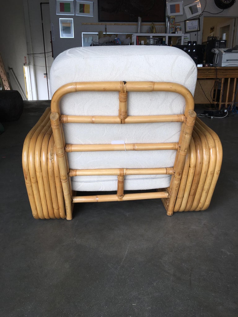 Restored Paul Frankl Six-Strand Rattan Sofa and Lounge Chair Set