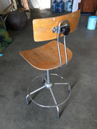 Italian Chrome and Formed Birch Plywood Artist Drafting Work Chair