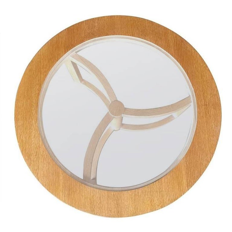 Round Scandinavian Spindle Coffee Table in Oak with Glass Top