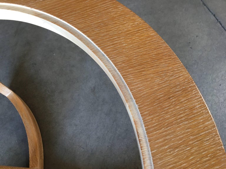 Round Scandinavian Spindle Coffee Table in Oak with Glass Top