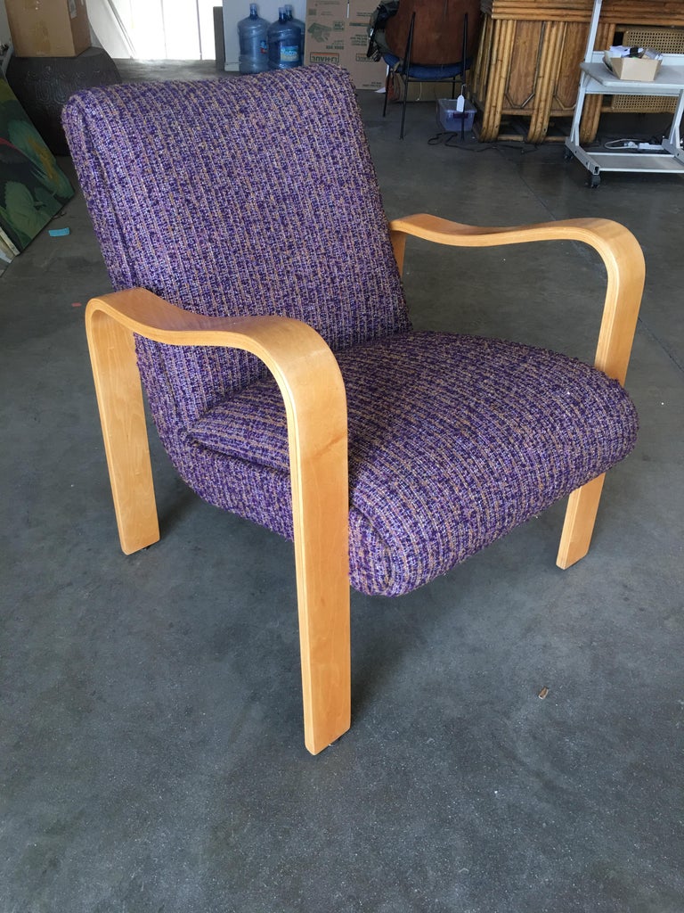Thonet Bentwood Armchair with Purple Seat