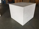 Large White Cube Pedestal Side Tables with Crane Relief, Pair of 1980s
