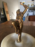 Art Deco Ashtray/Ring Tray with Female Harlequin Dancer Statue by Frankart