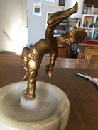 Art Deco Ashtray/Ring Tray with Female Harlequin Dancer Statue by Frankart