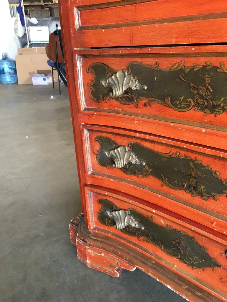 Hollywood Regency Secretary Desk Secretaire Bookcase w/ Chinese Motif