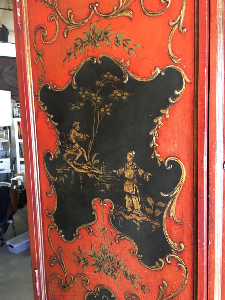 Hollywood Regency Secretary Desk Secretaire Bookcase w/ Chinese Motif