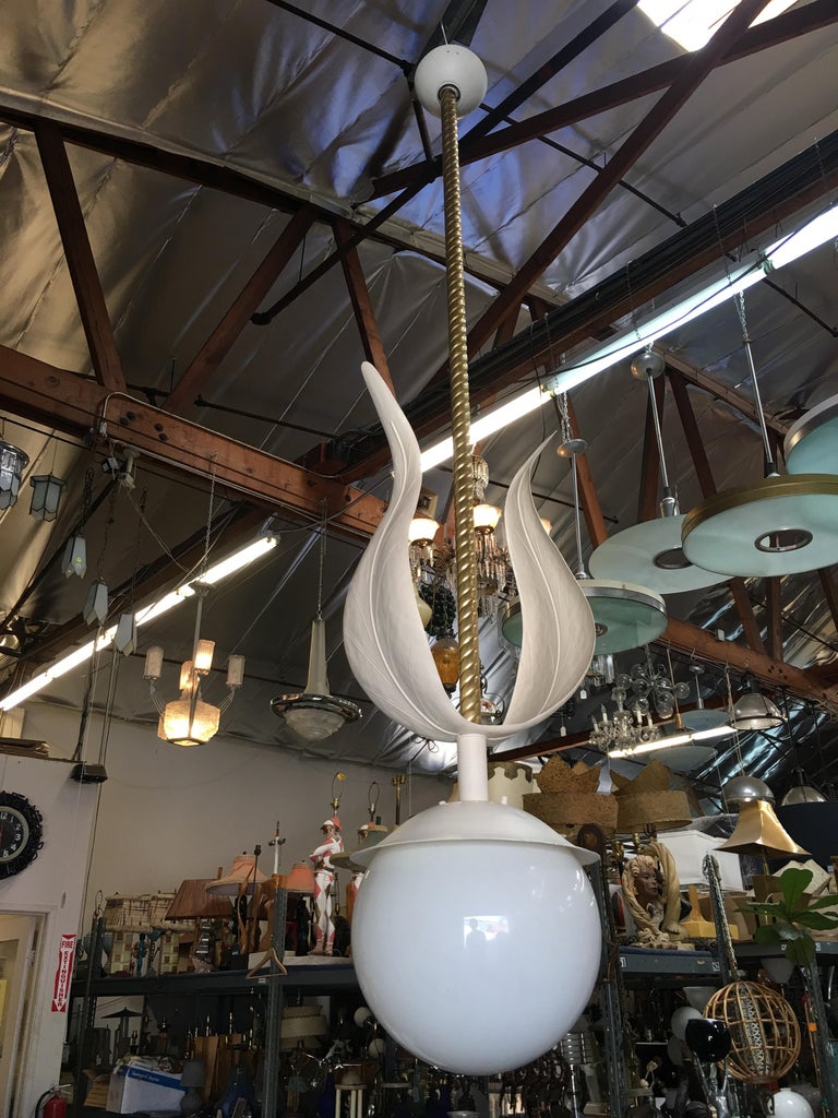 Art Deco Grand Hollywood Theater Palm Leaf Ceiling Pendant