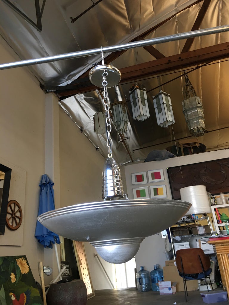 Aluminum Art Deco Saucer Ceiling Pendant Lamp