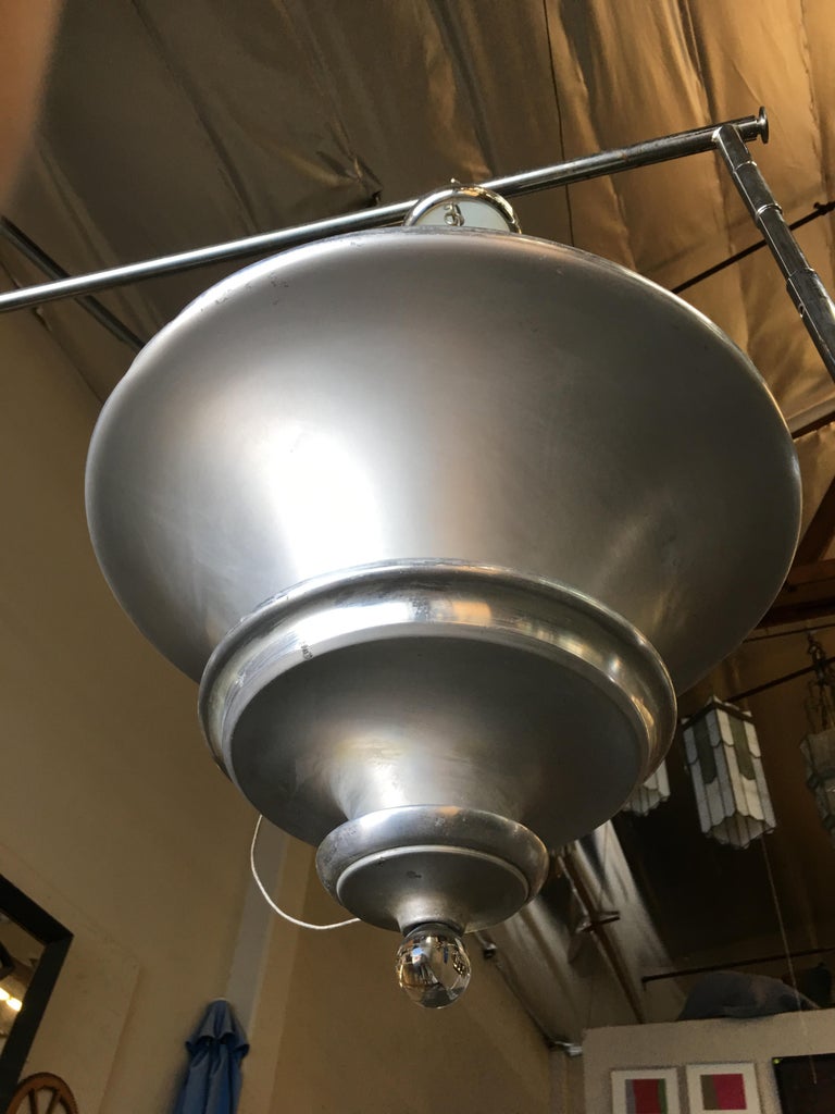 Spun Aluminum Art Deco Ceiling Pendant Lamp by Walter Von Nelson