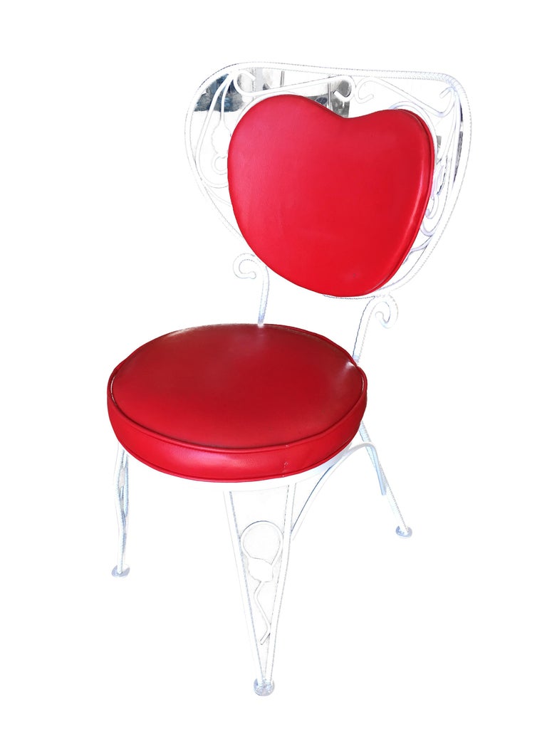Custom Made Mid-century Iron & Steel Rebar Heart Patio Lounge Chair, Set of Four