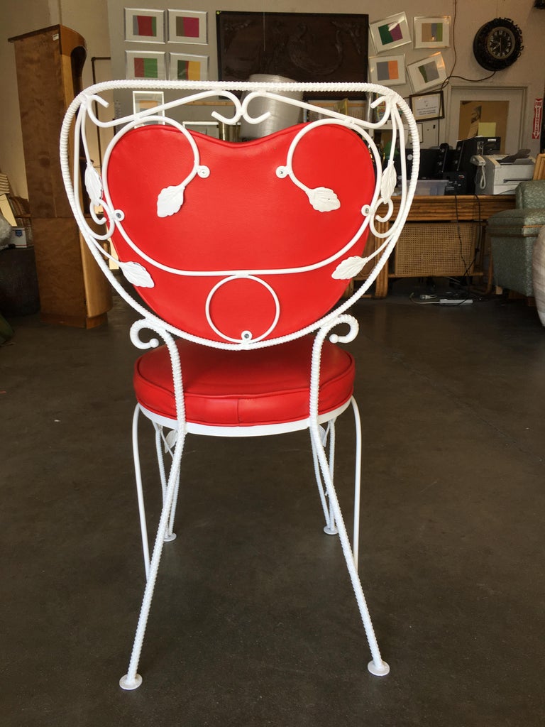 Custom Made Mid-century Iron & Steel Rebar Heart Patio Lounge Chair, Set of Four