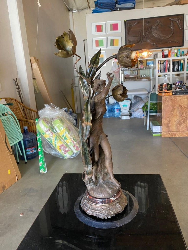 Ernest-Justin Ferrand Female "Coup de Soleil" Zamac Sculpture Table Lamp