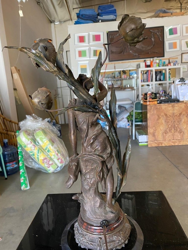 Ernest-Justin Ferrand Female "Coup de Soleil" Zamac Sculpture Table Lamp
