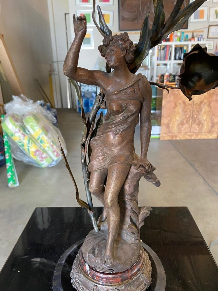 Ernest-Justin Ferrand Female "Coup de Soleil" Zamac Sculpture Table Lamp