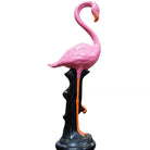 8 Foot Bespoke Flamingo on Roman Column Pedestal Mixed Media Sculpture, 2 Availa