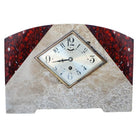 French Two-tone Marble Art Deco Mantel Clock Set With Matching Garniture