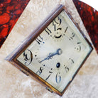 French Two-tone Marble Art Deco Mantel Clock Set With Matching Garniture