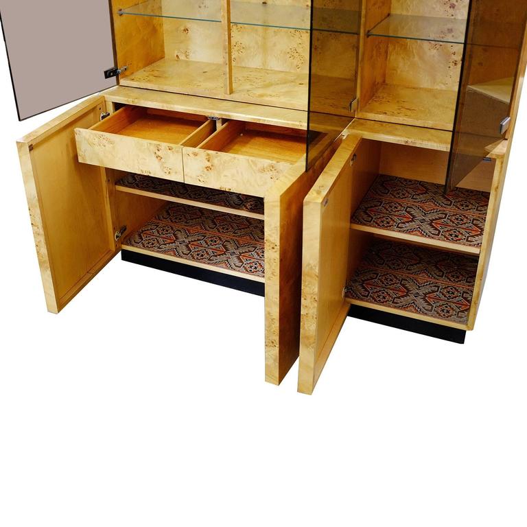 Burl wood China Lighted Cabinet by Dillingham