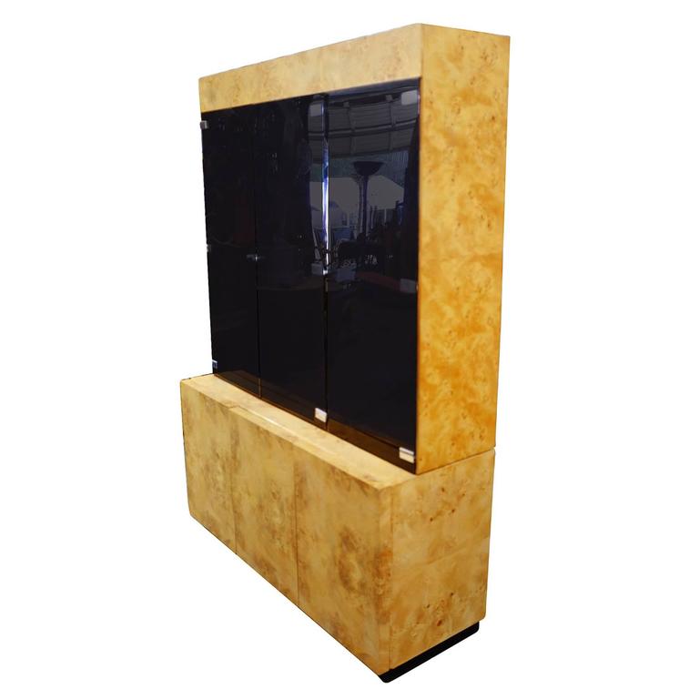 Burl wood China Lighted Cabinet by Dillingham