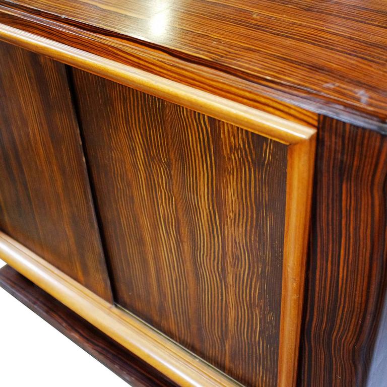 French Art Moderne Deco Macassar Ebony Credenza w/ Combed Wood Door