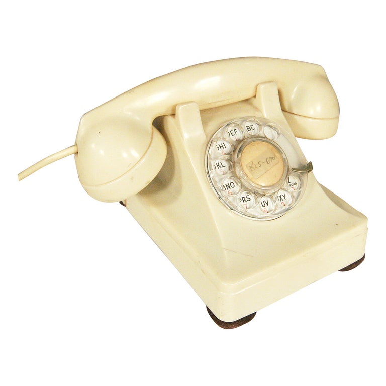 White 1930s Glamour Bakelite Telephone by Bell Systems
