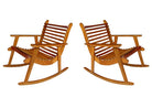 Mid-century Slat Wood Easy Rocking Chair by Michael Van Beuren for Domus, Pair