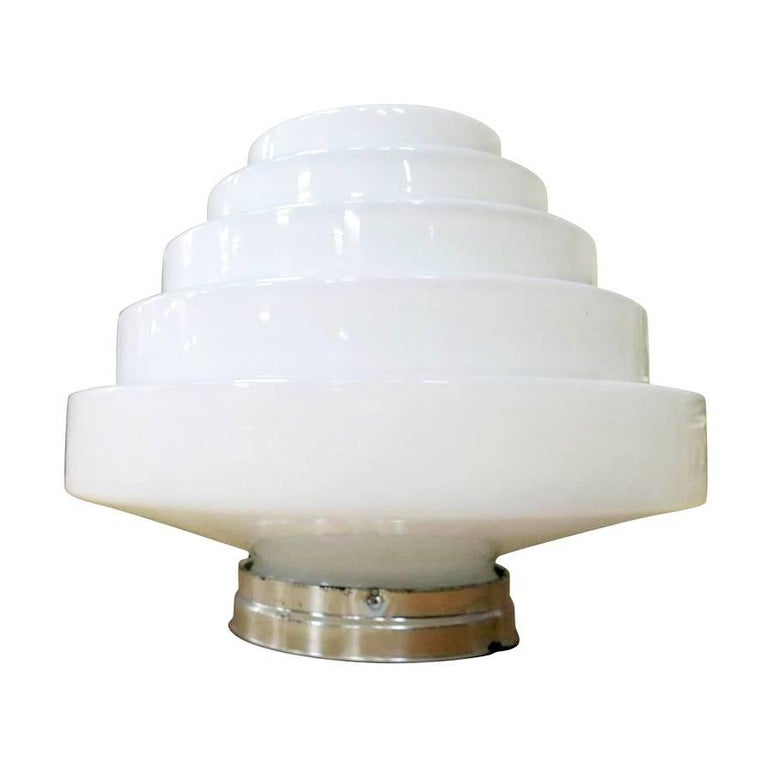 Stepped Art Deco Skyscraper Ceiling Mounted Globe with Fixture 2 Available