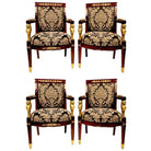 French Federal EmpireStyle Victorian Cherry Wood Armchairs, Set of Four