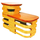 Restored MCM Stacked Rattan Two-Tier Side Table w/ Mahogany Top, 2 Available