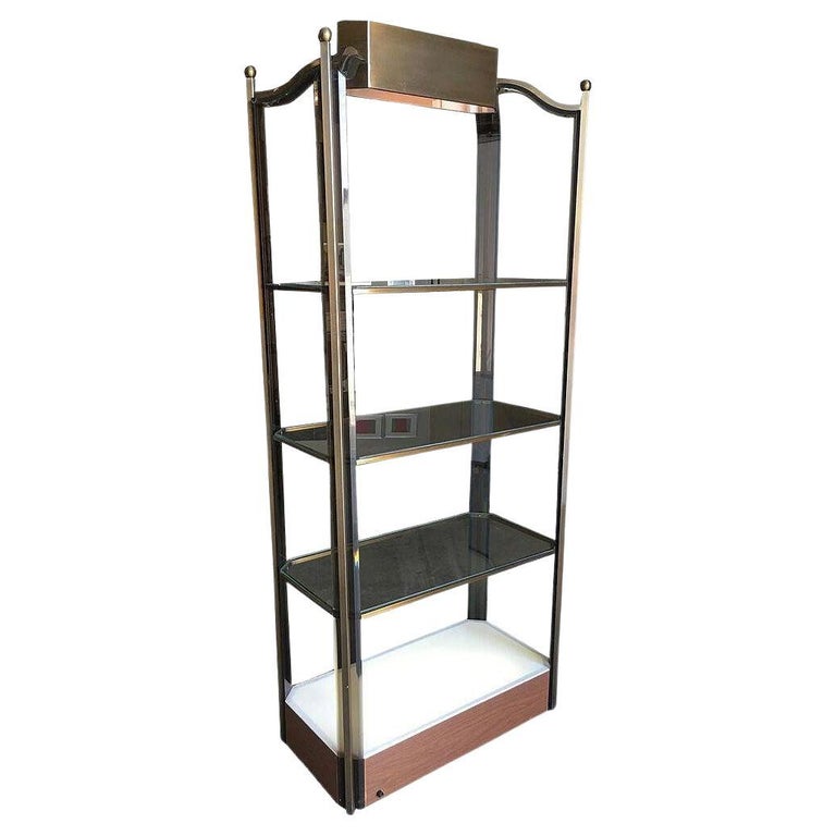 Bronze Glass Light Up Shelf Étagère with Smoked Acrylic Accents