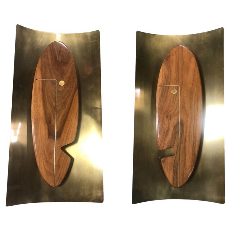 Midcentury "Face" Wall Art Sculpture Pair by Westwood Chadwick