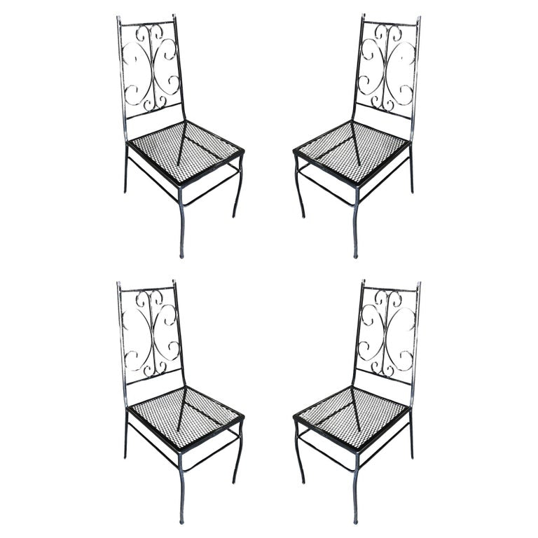 Midcentury Outdoor/Patio Side Chair with Scrolling Pattern, Set of Four