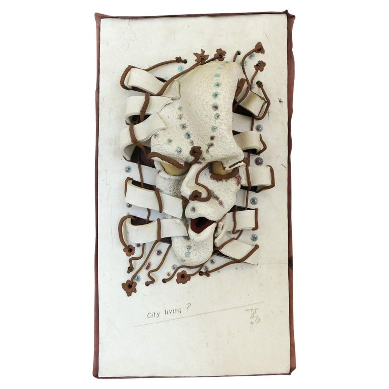 Postmodern "City Living ?" Art Pottery Figural Wall Sculpture