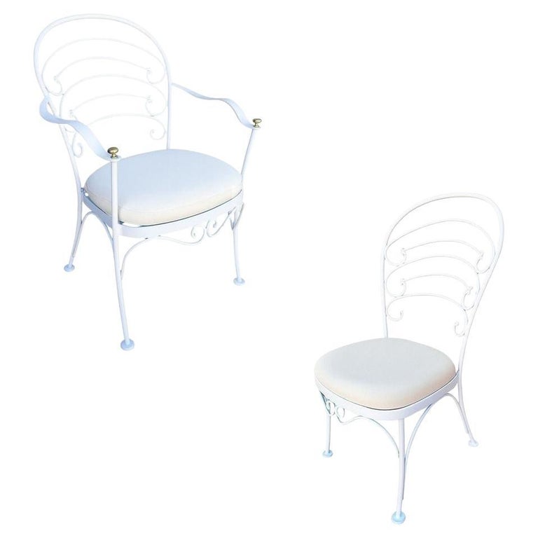 Woodard "Ribcage" Patio/Outdoor Lounge Chair w/ Brass Accent, Set of Two
