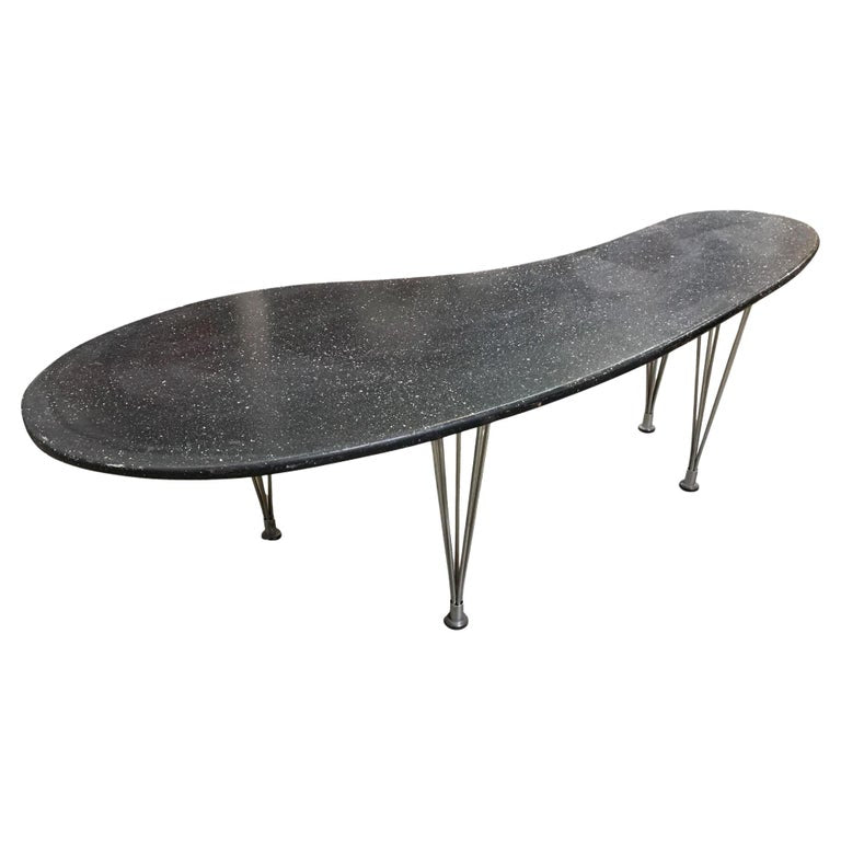 Large 67" Bespoke Mid-Century Biomorphic Coffee Table W/ Wire Spoke Legs