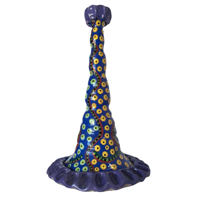 California Art Pottery Candlestick holder by Lynda Feman Circa 1999