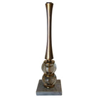 Pair of Stacked Crystal Ball Bottle Neck Table Lamps on Marble Base
