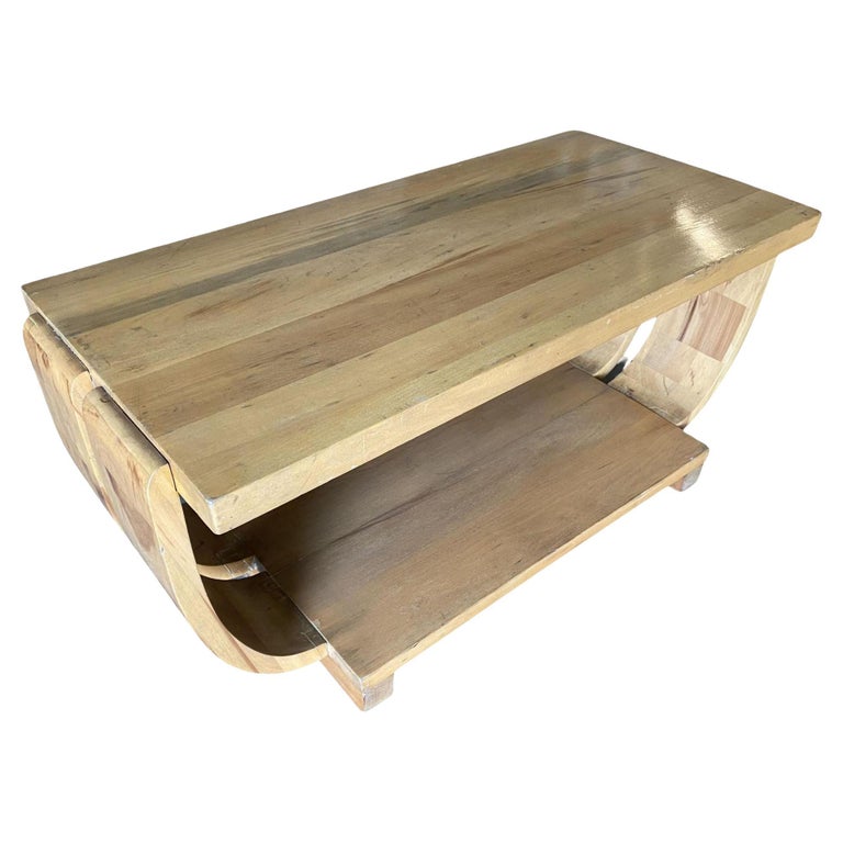 Streamline Art Deco Natural Stain Mahogany Coffee Table by Brown Saltman